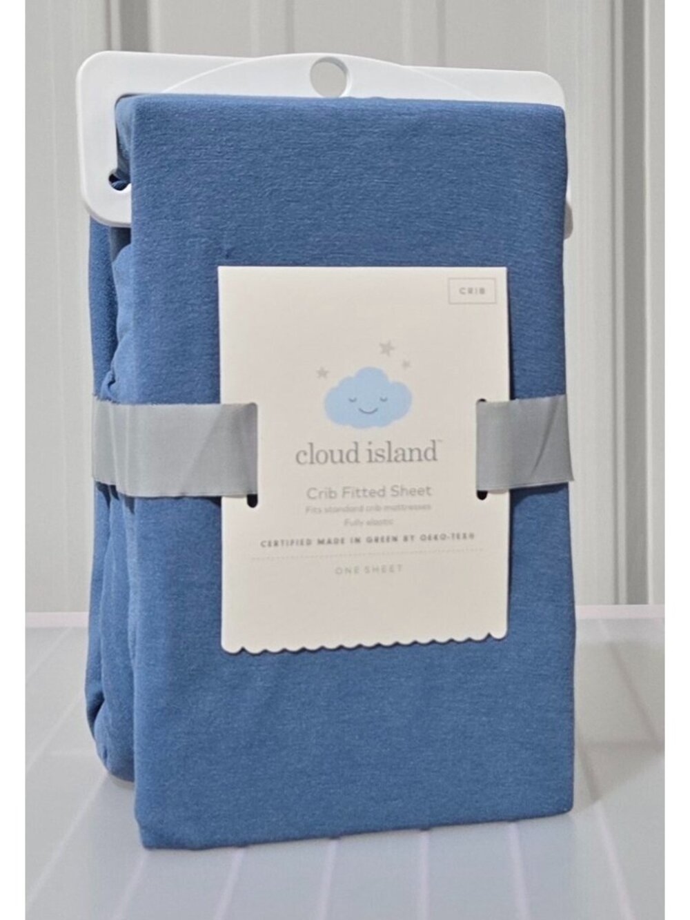 Cloud Island Fitted Crib Sheet Heather Bergen Blue 28" x 52" Fits to 6" Deep